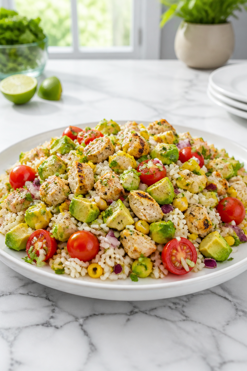 Tangy Cilantro Lime Street Corn Chicken Rice Bowl