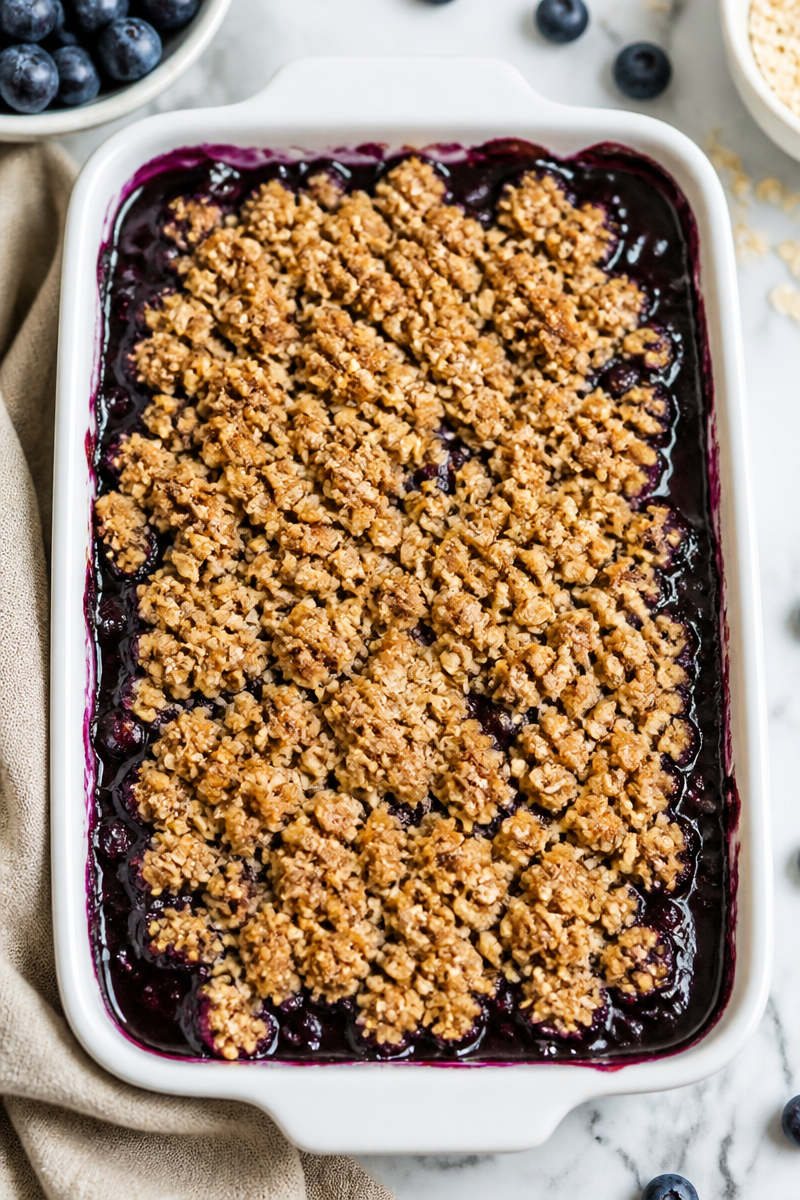Traditional Blueberry Crisp with Brown Sugar Streusel