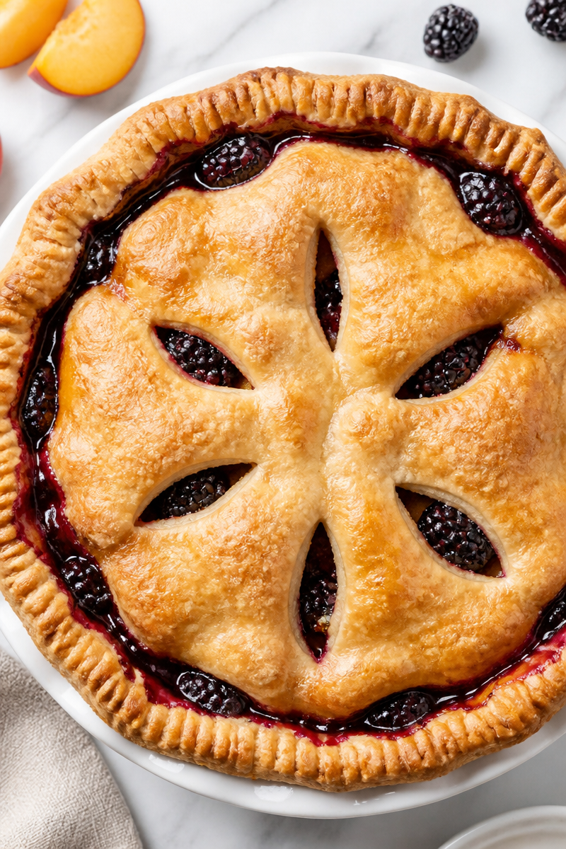 Traditional Peach and Blackberry Pie