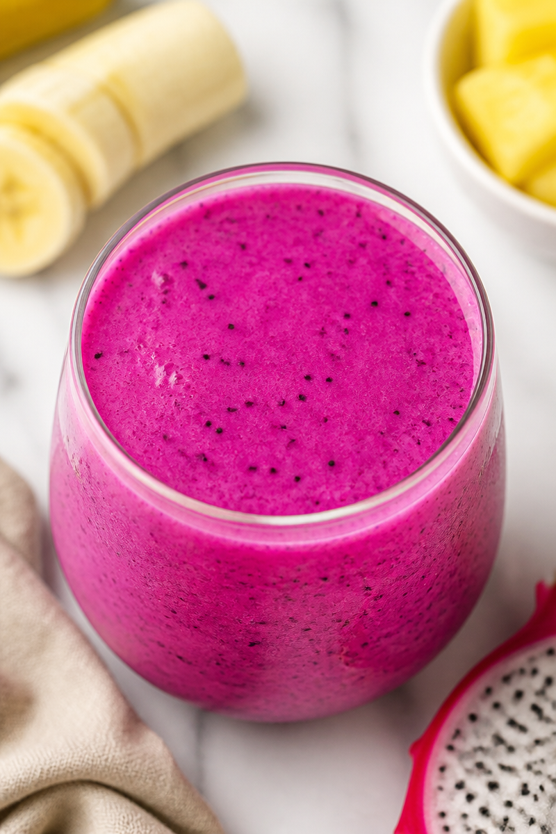 Tropical Pineapple And Banana Dragon Fruit Smoothie