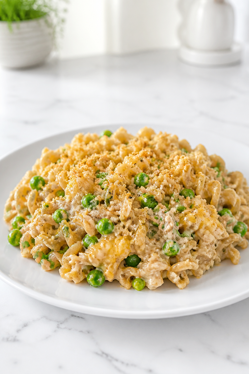 Tuna Casserole with Whole Wheat Pasta and Peas