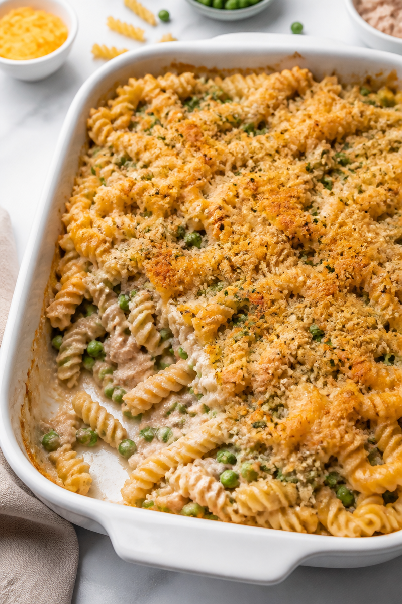 Tuna Casserole with Whole Wheat Pasta and Peas