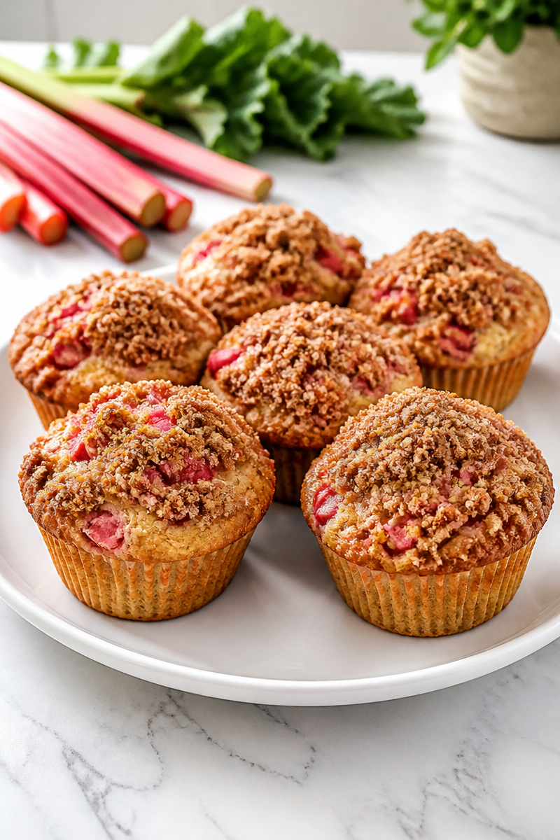Upside Down Rhubarb Muffins with Cinnamon Streusel Upside Down Rhubarb Muffins with Cinnamon Streusel