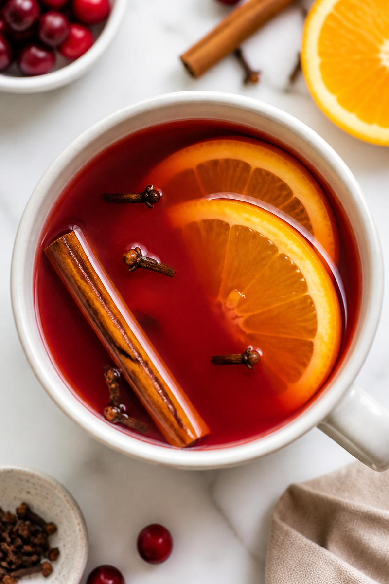 Warm Apple Cider And Cranberry Mocktail Drink Warm Apple Cider And Cranberry Mocktail Drink