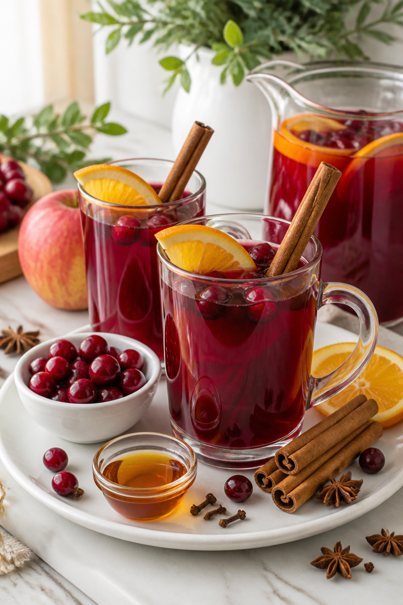 Warm Apple Cider And Cranberry Mocktail Drink Warm Apple Cider And Cranberry Mocktail Drink