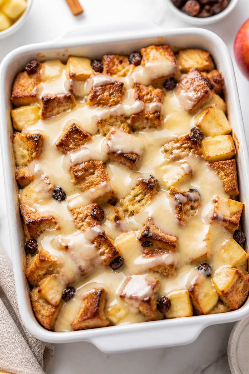 Warm Apple Pie Bread Pudding with Vanilla Custard Warm Apple Pie Bread Pudding with Vanilla Custard