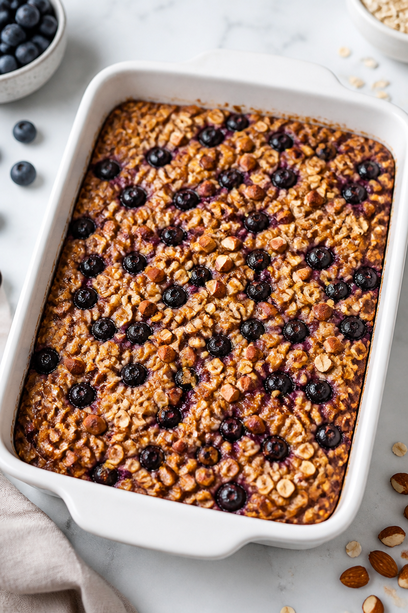 Warm Fall Spiced Baked Oat Blueberry Recipe
