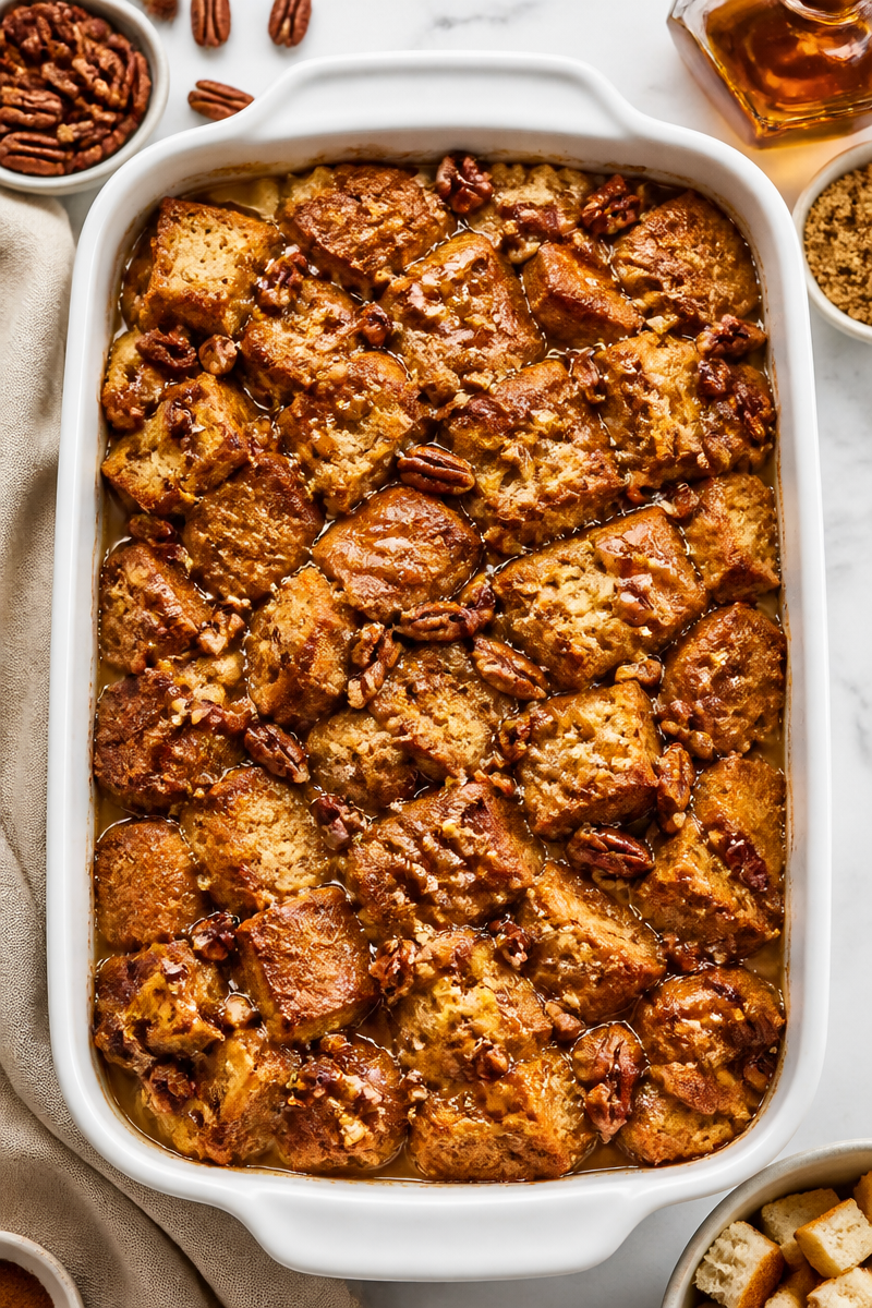 Warm Maple And Pecan Bread Pudding Dessert Warm Maple And Pecan Bread Pudding Dessert