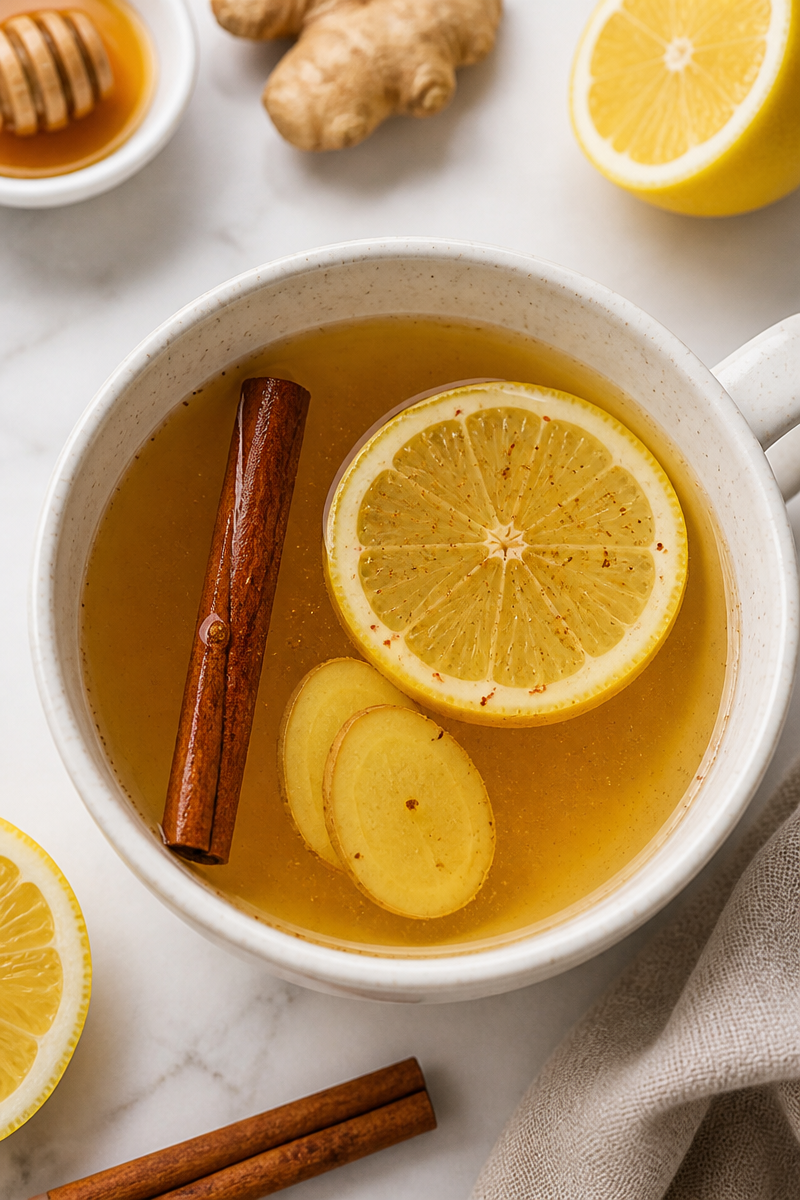 Warm Spiced Honey Lemon Tea Drink