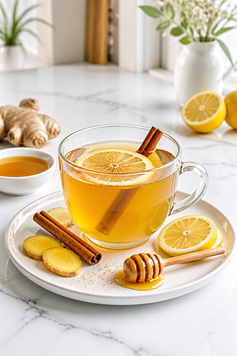 Warm Spiced Honey Lemon Tea Drink