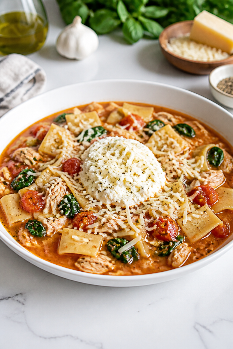 White Chicken And Spinach Lasagna Soup Recipe