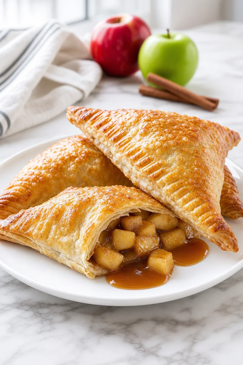Classic caramel apple turnover with flaky pastry and rich apple filling