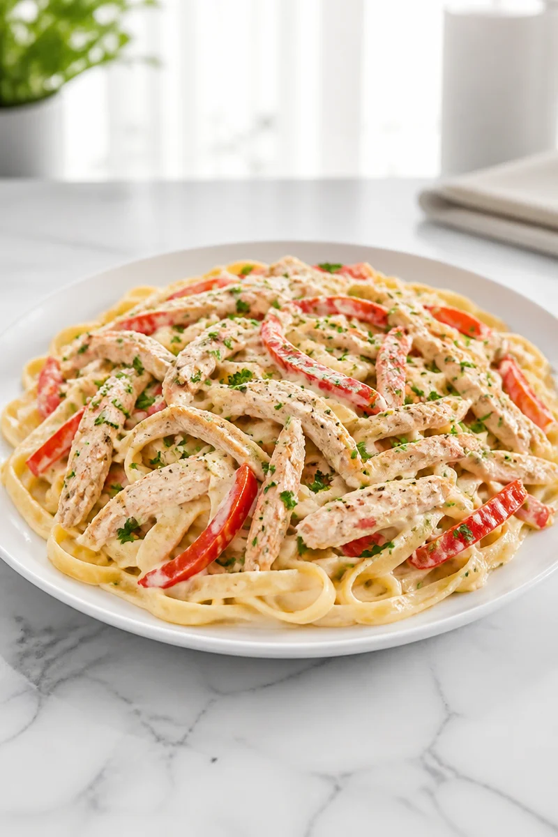 Creamy Alfredo And Roasted Red Pepper Chicken Pasta Recipe creamy alfredo and roasted red pepper chicken past 2026 07 07 032246