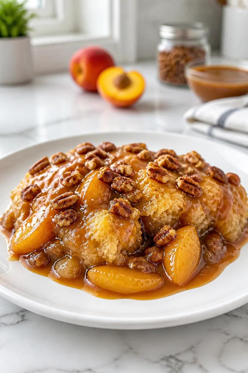 easy skillet caramel pecan peach cobbler 2026 07 05 033706