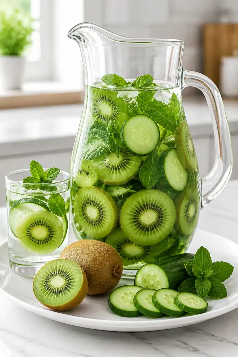 Fresh Kiwi And Cucumber Mint Detox Water fresh kiwi and cucumber mint detox water 2026 07 03 030830
