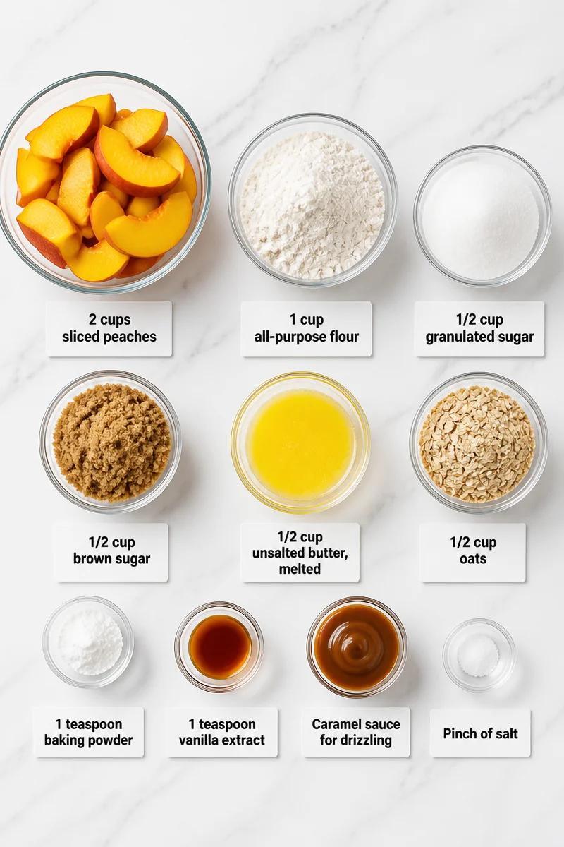Individual Peach Crumble Cake with Caramel Drizzle individual peach crumble cake with caramel drizzle 2026 07 19 052012