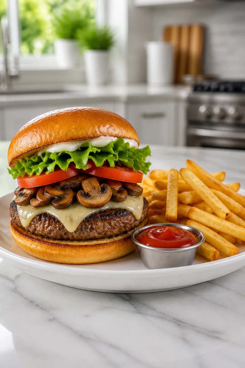 Juicy Mushroom And Swiss Cheese Hamburger Recipe juicy mushroom and swiss cheese hamburger recipe 2026 07 07 024623