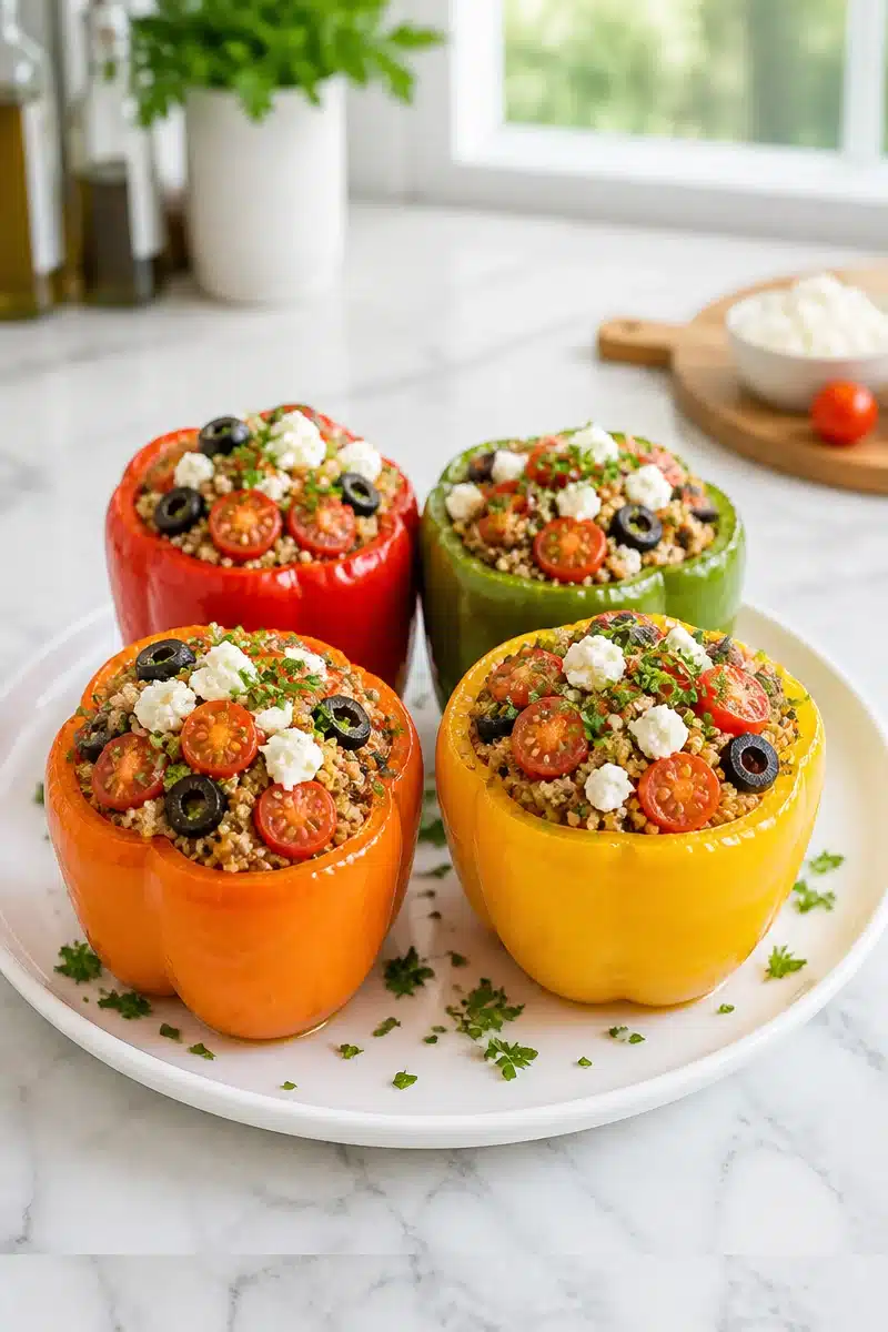 Mediterranean Turkey And Quinoa Stuffed Bell Peppers mediterranean turkey and quinoa stuffed bell peppe 2026 07 03 031024