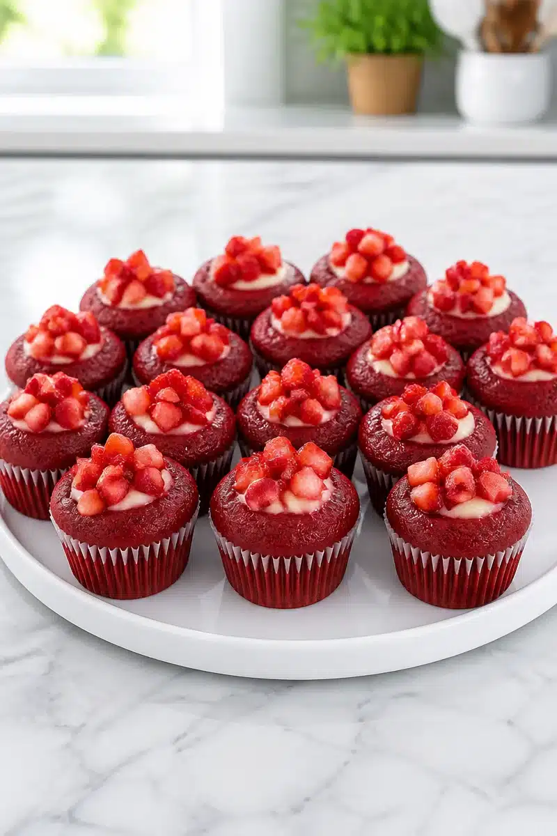 Mini Strawberry Filled Red Velvet Cupcakes mini strawberry filled red velvet cupcakes 2026 07 02 034807