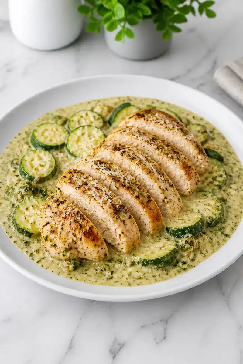 One Pan Creamy Pesto Chicken And Zucchini Recipes one pan creamy pesto chicken and zucchini recipes 2026 07 02 034717