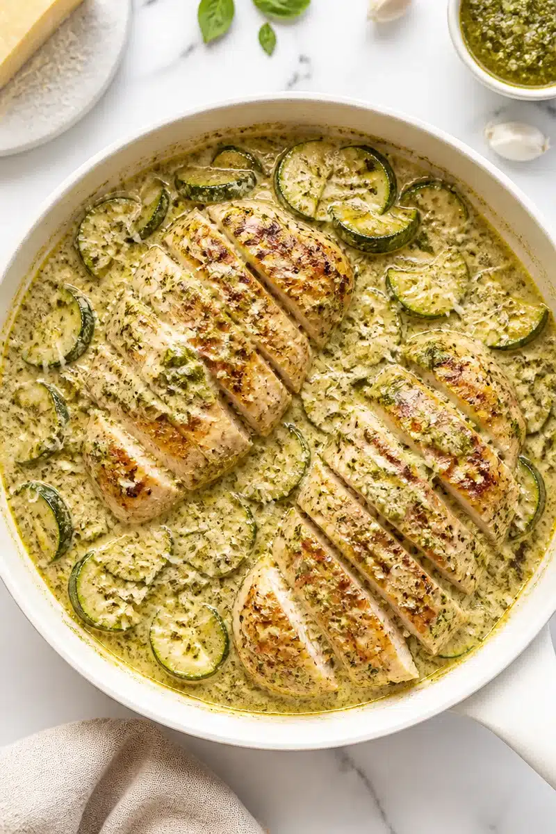 One Pan Creamy Pesto Chicken And Zucchini Recipes one pan creamy pesto chicken and zucchini recipes 2026 07 02 034734 2