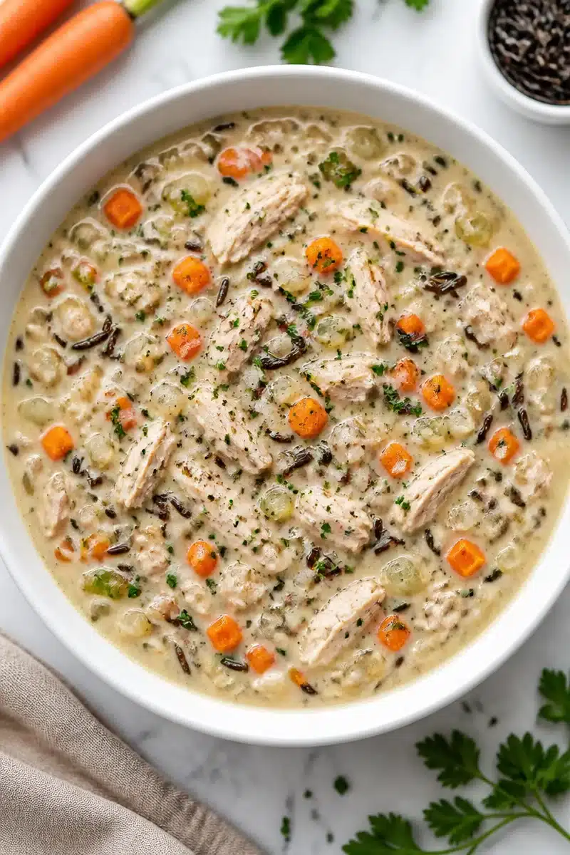 Quick Creamy Chicken And Wild Rice Soup Rotisserie Chicken Recipes quick creamy chicken and wild rice soup rotisserie 2026 07 03 030820 2