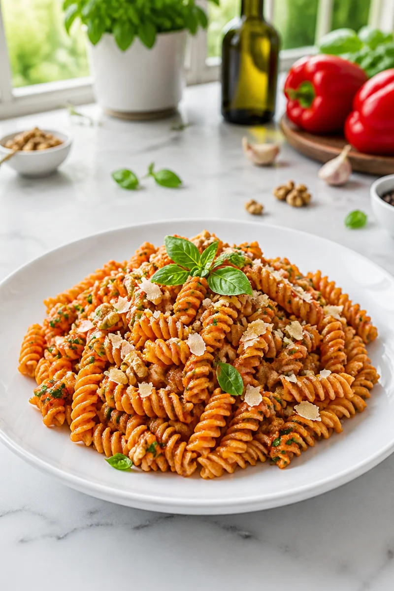 roasted red pepper and walnut pesto pasta 2026 07 08 035414