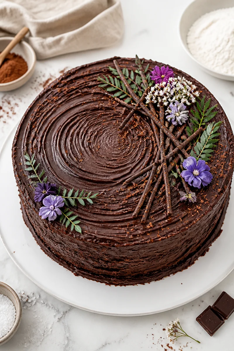 rustic woodland themed fudge chocolate cake design 2026 07 08 041442 2