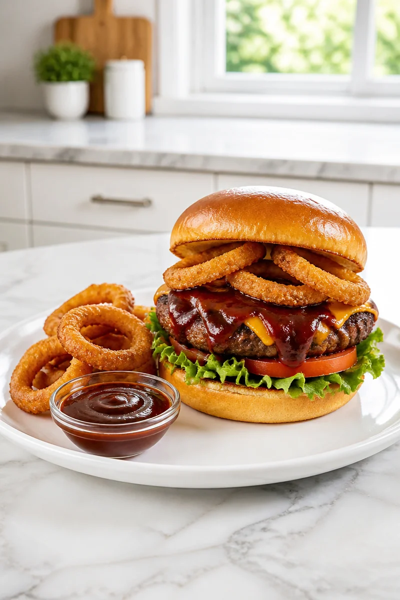 Smoky BBQ And Crispy Onion Ring Hamburger Recipe smoky bbq and crispy onion ring hamburger recipe 2026 07 07 031518