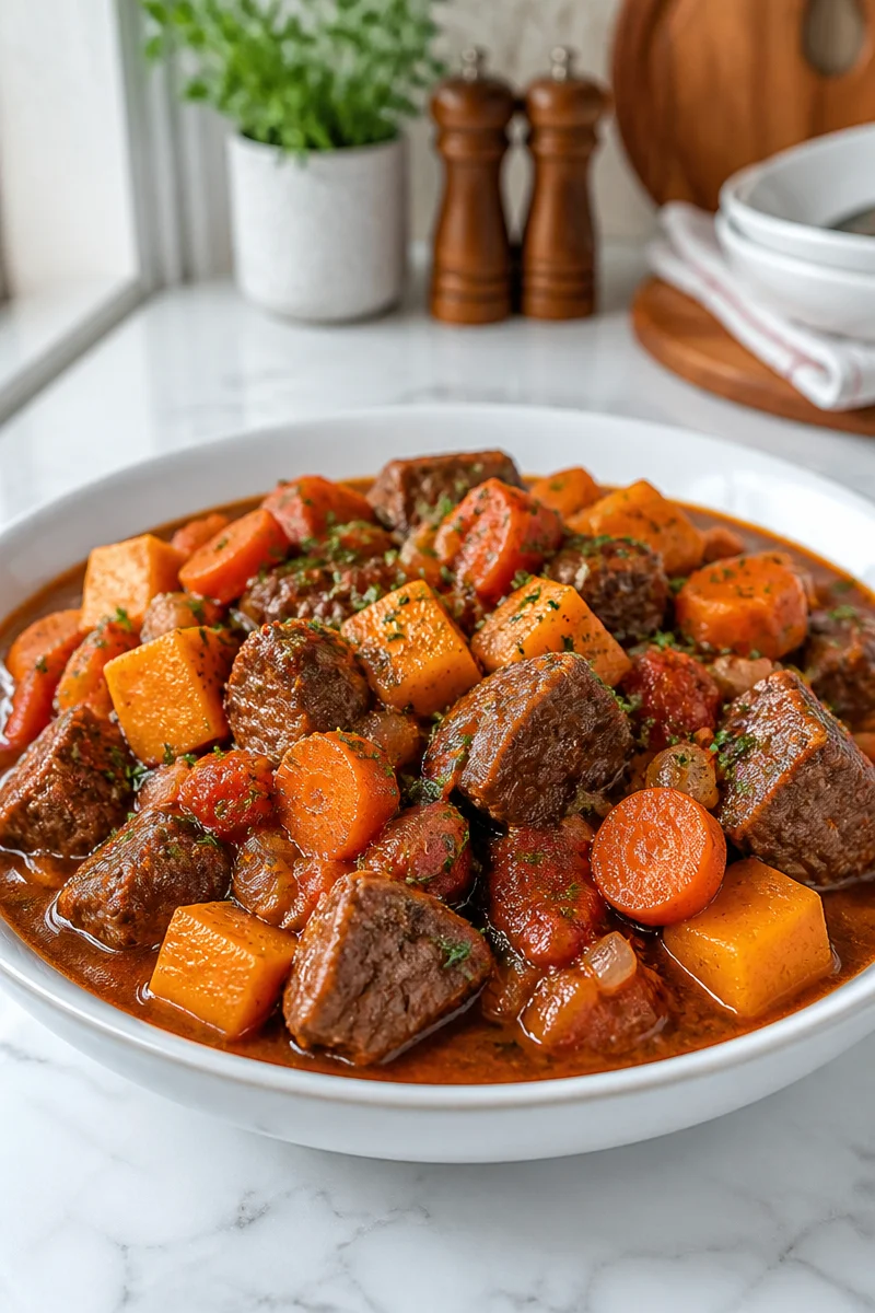 Traditional Sweet Potato And Herb Beef Stew Crock Pot Recipe traditional sweet potato and herb beef stew crock 2026 07 08 041026