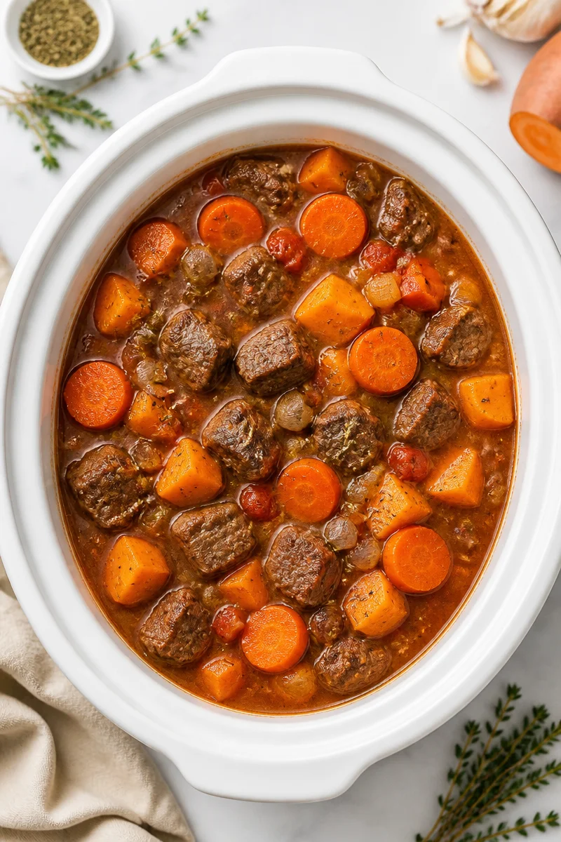 Traditional Sweet Potato And Herb Beef Stew Crock Pot Recipe traditional sweet potato and herb beef stew crock 2026 07 08 041059 2