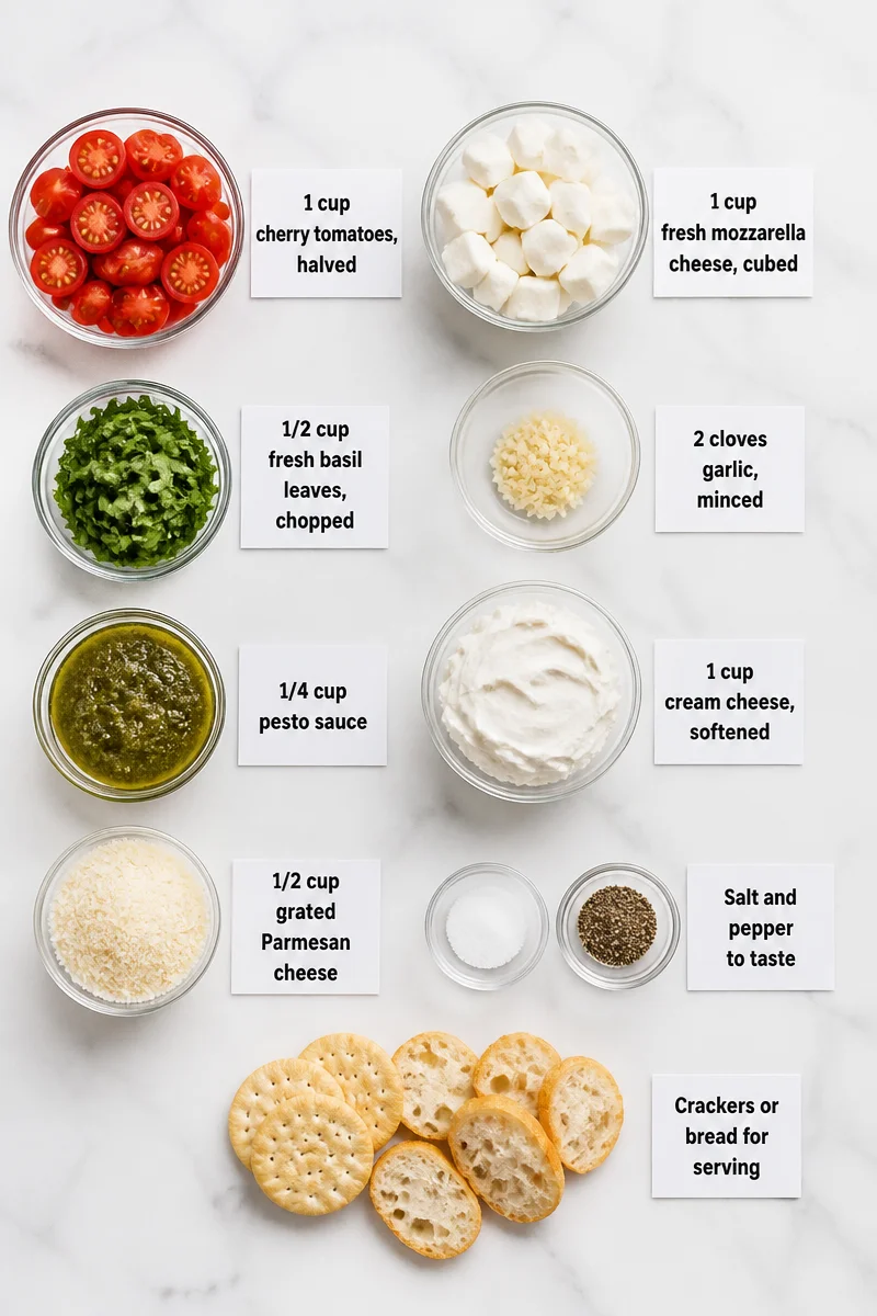 Warm Baked Caprese Dip with Garlic and Pesto warm baked caprese dip with garlic and pesto 2026 07 21 033541