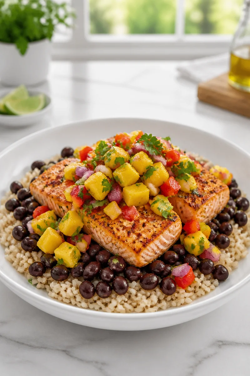 Zesty Mango Salsa And Black Bean Salmon Bowl zesty mango salsa and black bean salmon bowl 2026 07 07 023729