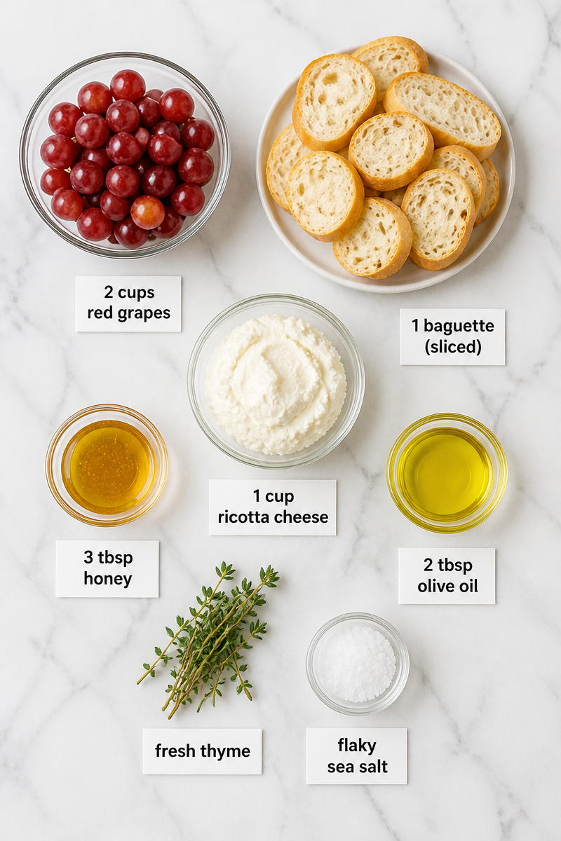 Autumn Roasted Grape Ricotta Crostini