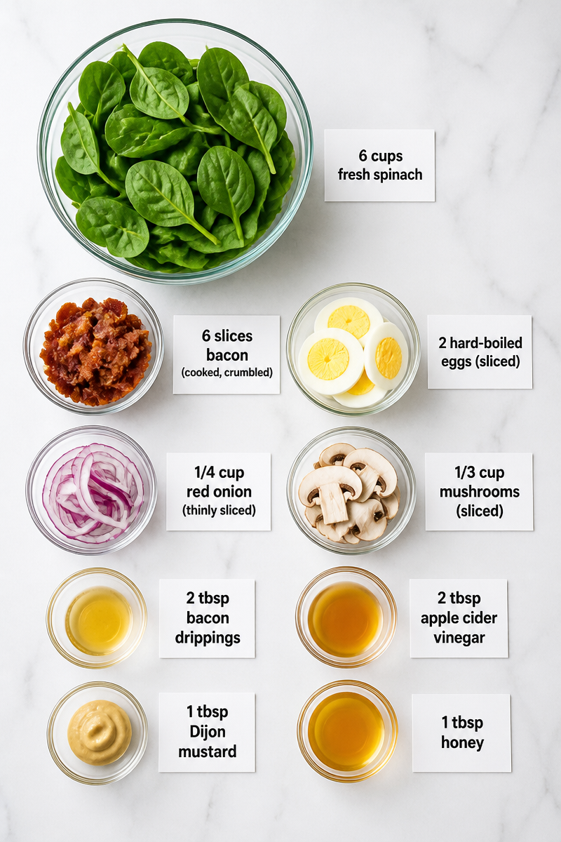 Autumn Spinach Salad Bacon Warm Dressing