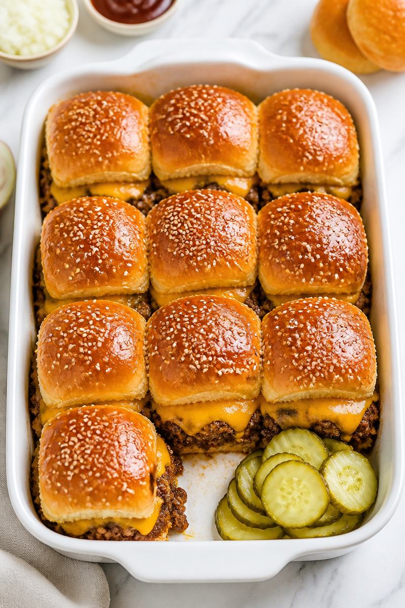 BBQ Cheeseburger Slider Bake Easy BBQ Cheeseburger Slider Bake Easy