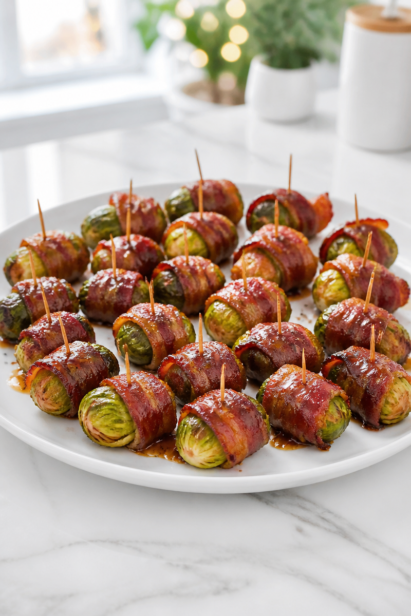 Bacon Wrapped Brussels Sprout Skewer Bite Bacon Wrapped Brussels Sprout Skewer Bite
