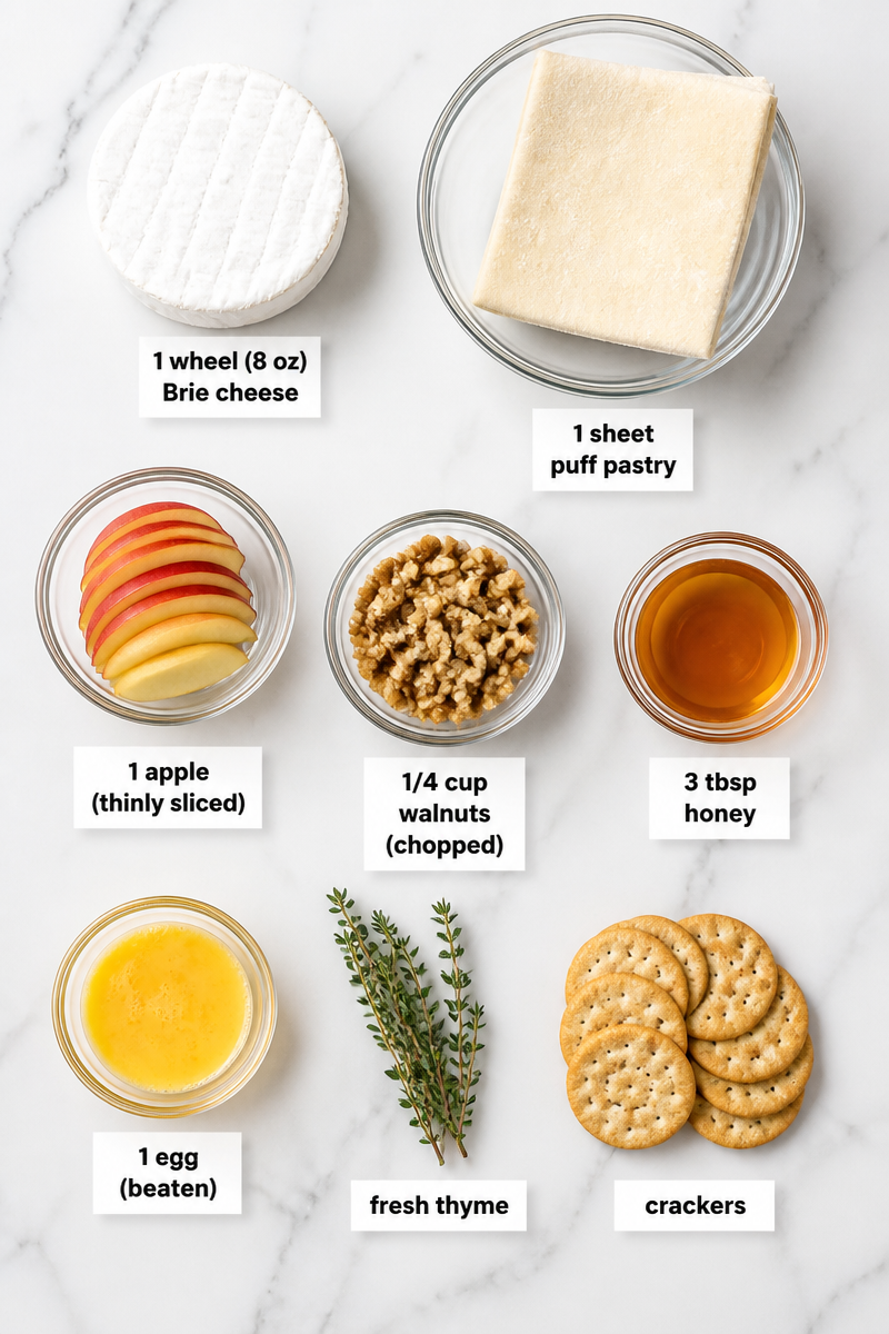Baked Brie Apple Walnut Puff Pastry