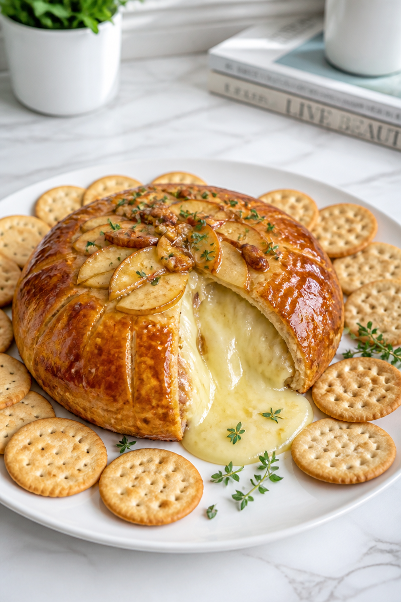Baked Brie Apple Walnut Puff Pastry