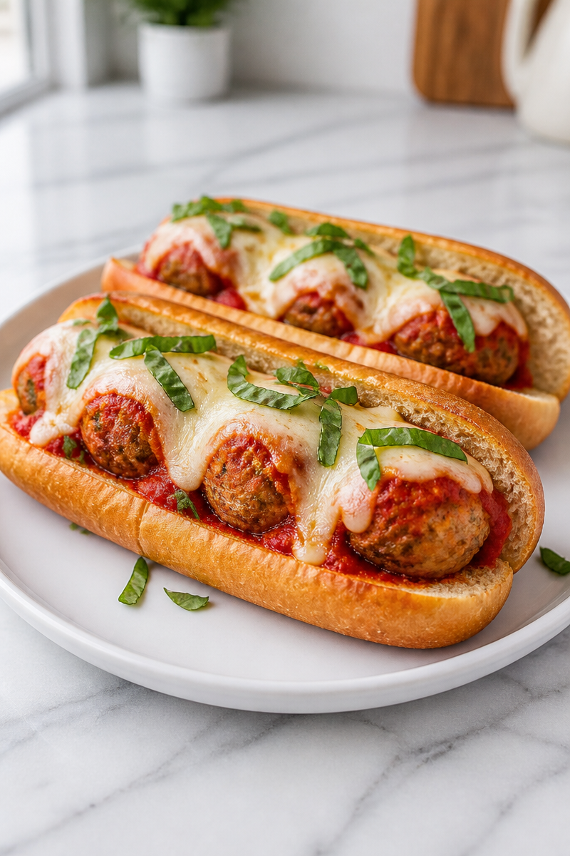 Baked Chicken Meatball Sub Marinara Baked Chicken Meatball Sub Marinara
