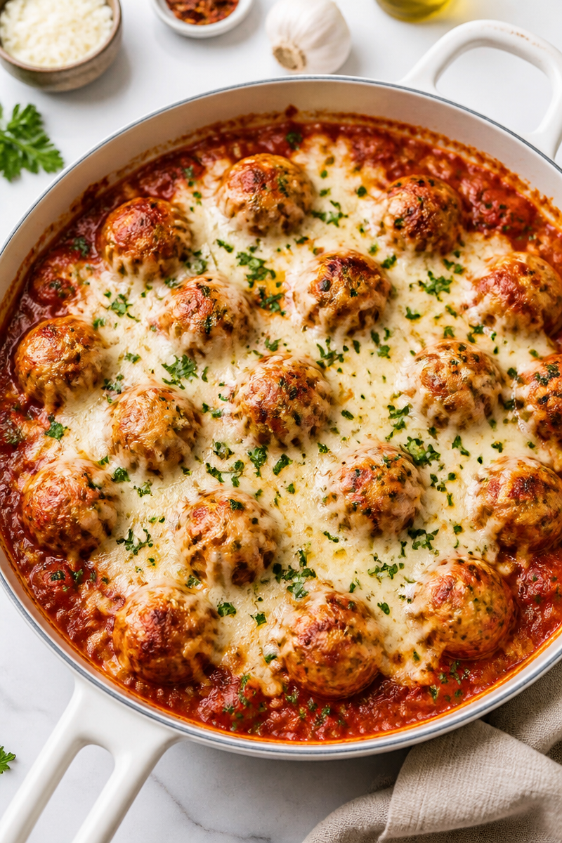 Baked Chicken Ricotta Meatball Marinara Skillet Baked Chicken Ricotta Meatball Marinara Skillet