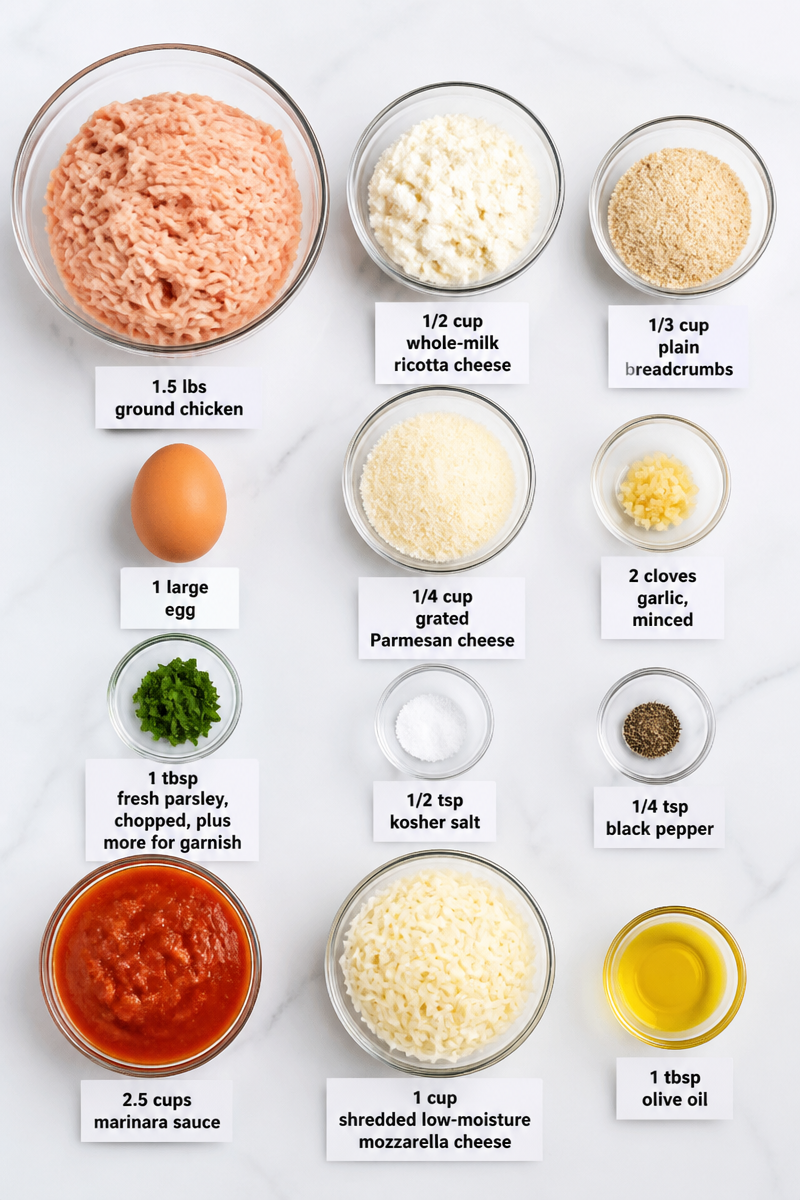Baked Chicken Ricotta Meatball Marinara Skillet Baked Chicken Ricotta Meatball Marinara Skillet