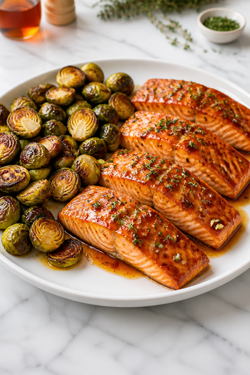 Baked Maple Glazed Salmon Sheet Pan