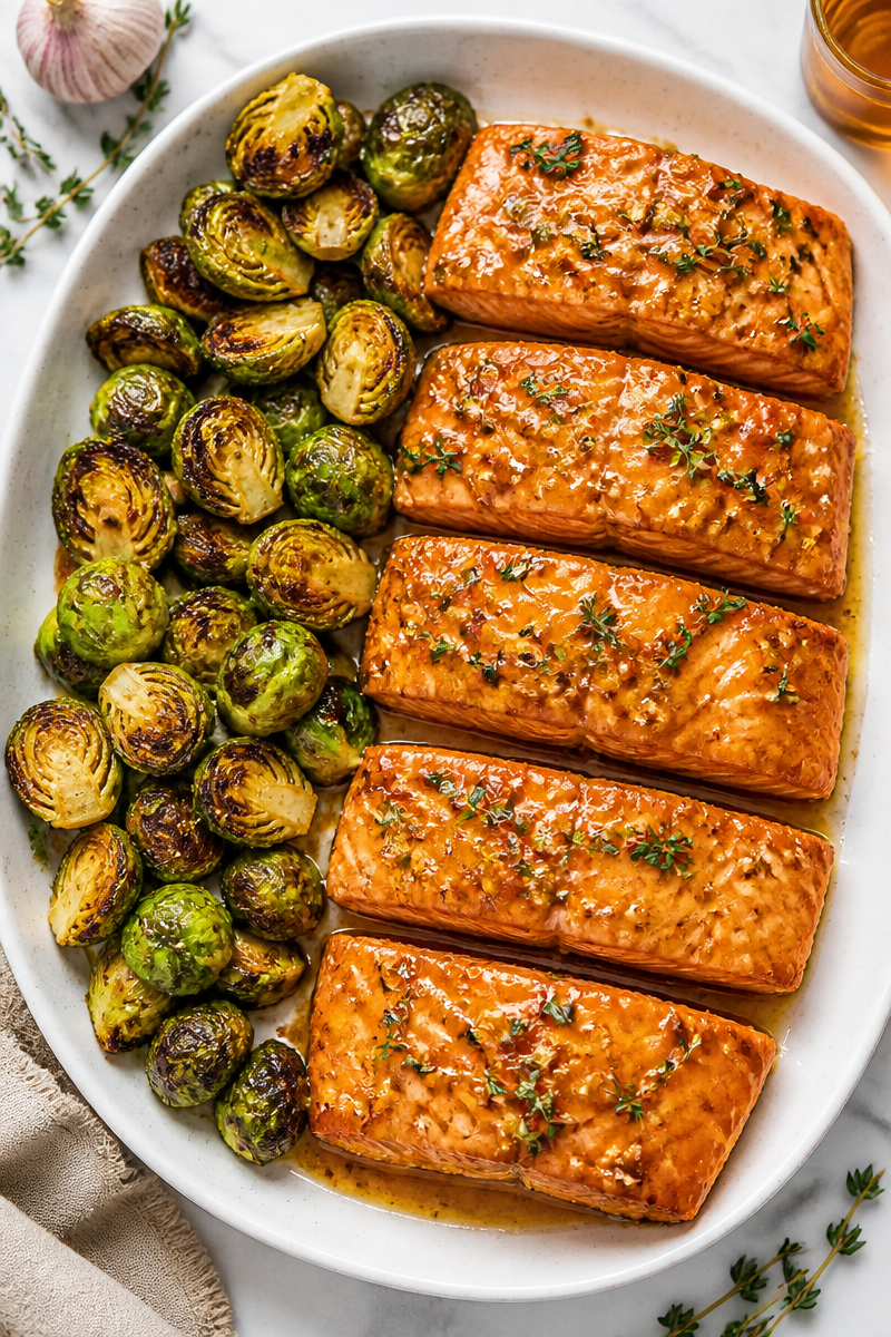 Baked Maple Glazed Salmon Sheet Pan