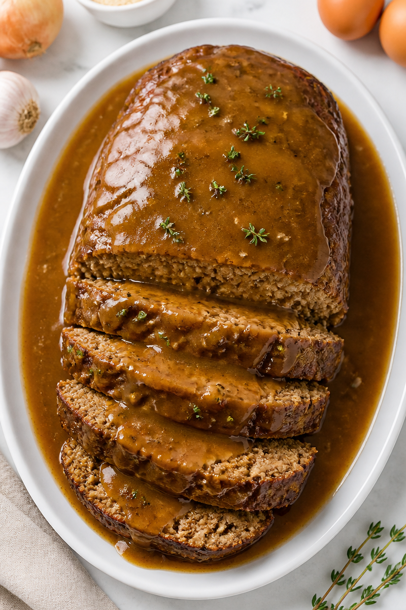 Baked Meatloaf With Brown Gravy Baked Meatloaf With Brown Gravy