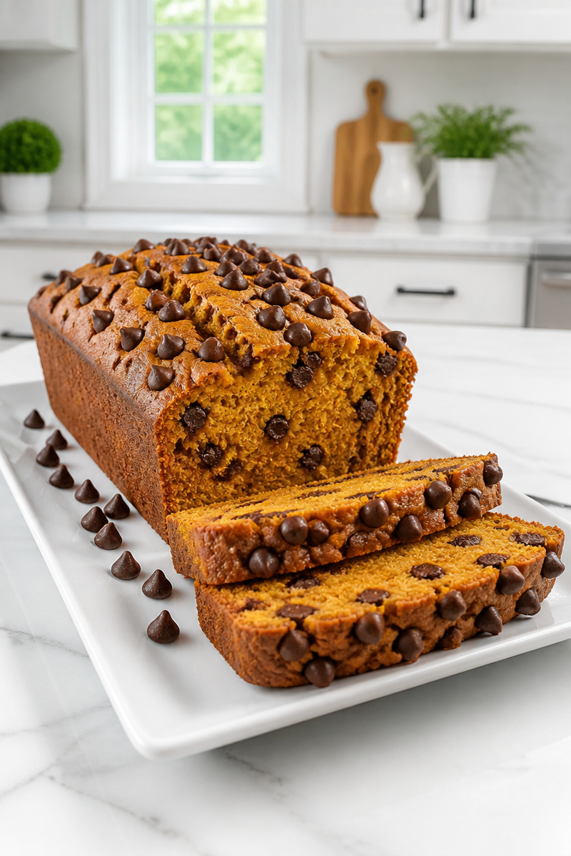Baked Pumpkin Chocolate Chip Bread Loaf