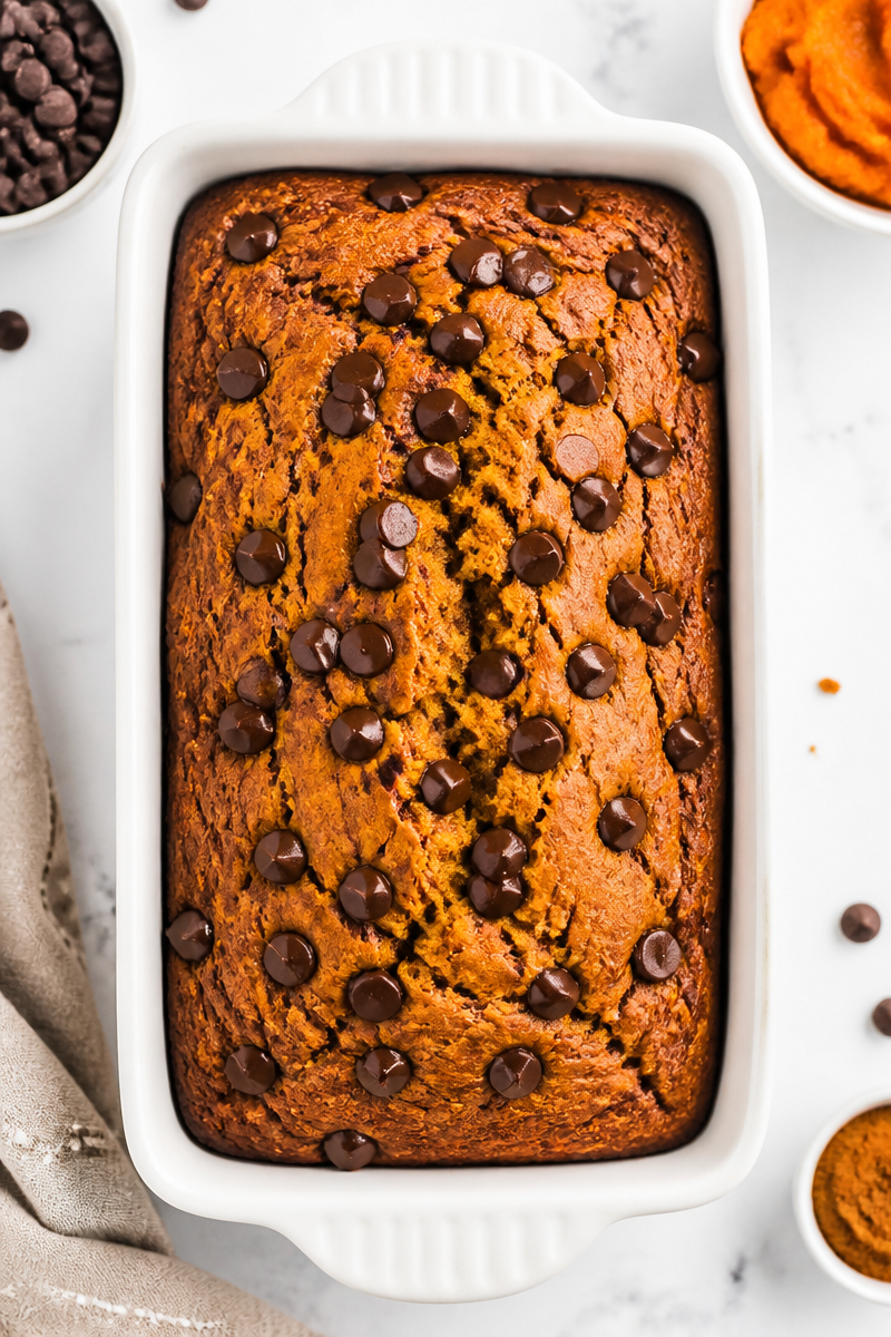 Baked Pumpkin Chocolate Chip Bread Loaf
