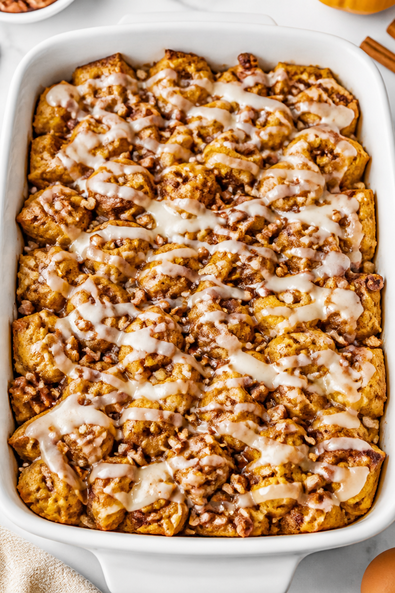Baked Pumpkin Cinnamon Roll Casserole Baked Pumpkin Cinnamon Roll Casserole