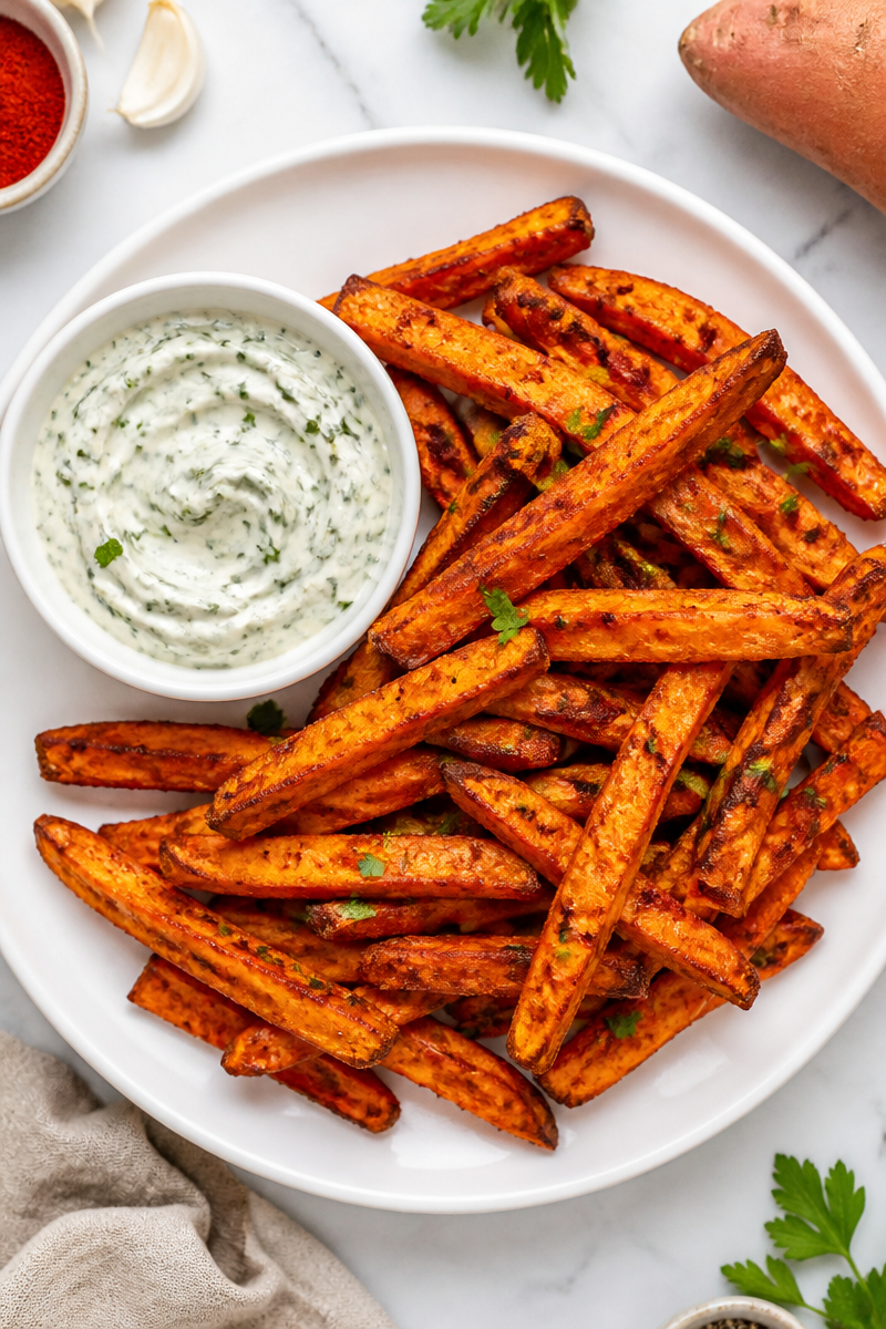 Baked Sweet Potato Fry Herb Dip Baked Sweet Potato Fry Herb Dip