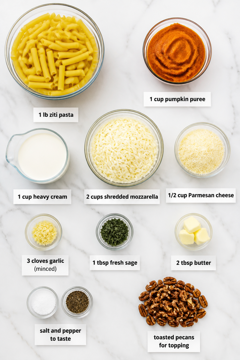 Baked Ziti Pumpkin Sage Cream Sauce